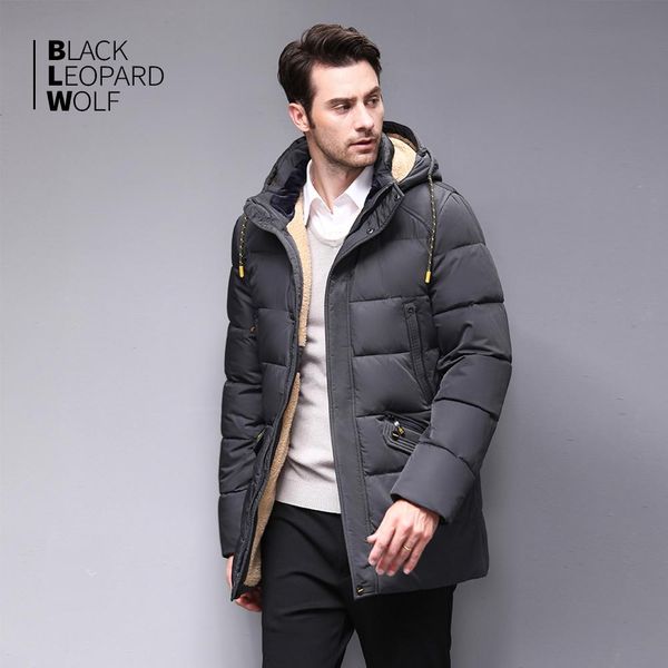 

blackleopardwolf bl-833 2019 winter jacket men fashion coat thik parka men alaska detachable outwear with short long warm, Black