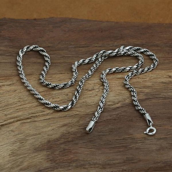 

solid silver 925 струнный плетение витой веревочки ожерелье мужчины real серебро 925 ожерелье choker людей способа ювелирных изделий, dia 3м