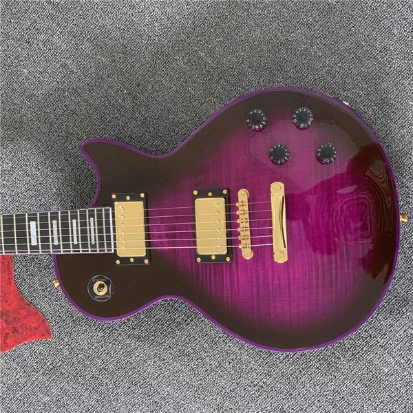

p electric guitar tiger pattern maple transparent purple body rosewood fingerboard