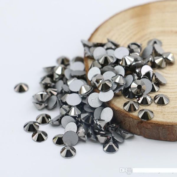 

jet hematite flat back glass rhinestone factory ss3-ss50 round loose for dress and nail design flat back glass rhinestone factory, Black