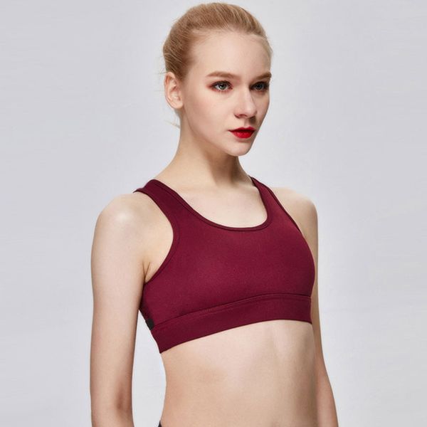 

wire breathable seamless non-adjusted strap push up padded fitness one piece bra blue black, Red;black