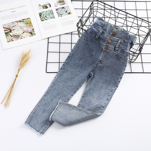 

toddler girl high waist jeans spring autumn kids fashion trousers wholesale lot bulk clothes kids tassel bottom pants 5pcs/lot, Blue