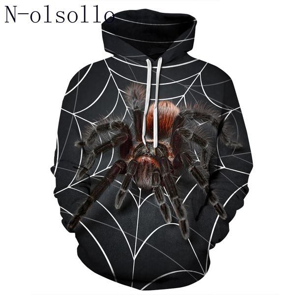 

n-olsollo harajuku animals 3d print couple clothes with pocket polyester broadcloth thin autumn/winter casual hoodie sweatshirt, Black