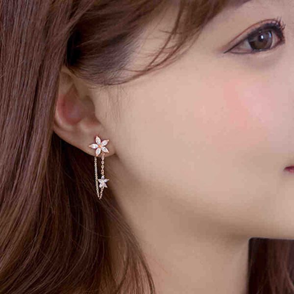

18k rose gold star drilling earring nails female silver color s925 anti-allergy amethyst orecchini drop earring bizuteria 2019 cx200628, Golden