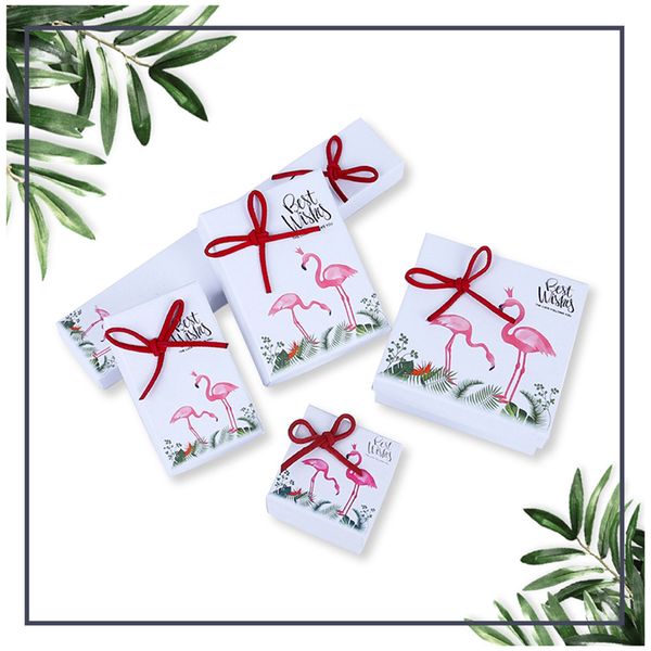 

[ddisplay]ins style flamingo white jewelry gift box glamour ring boxes monthly earring small jewelry display fineness necklace package box, Black;white