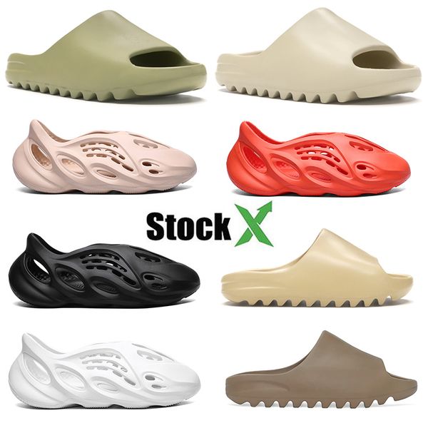 

luxury slides kanye west mens womens designer slippers kids childrens shoes stock x size 24-45 resin black bone sand red white brown slipper
