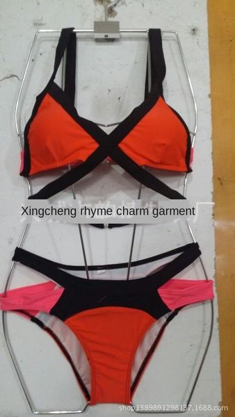 

2014 split color matching bandage chest swim bikini swimming suit women's swimsuit bikini, White;black