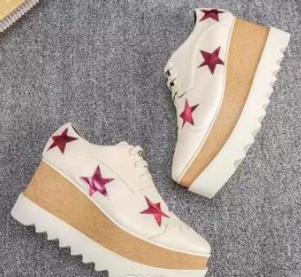 

2019 arrival italian brand stella shoes mccartney womens causal womens shoes stars wedges outsole platform genuine leather s03, Black