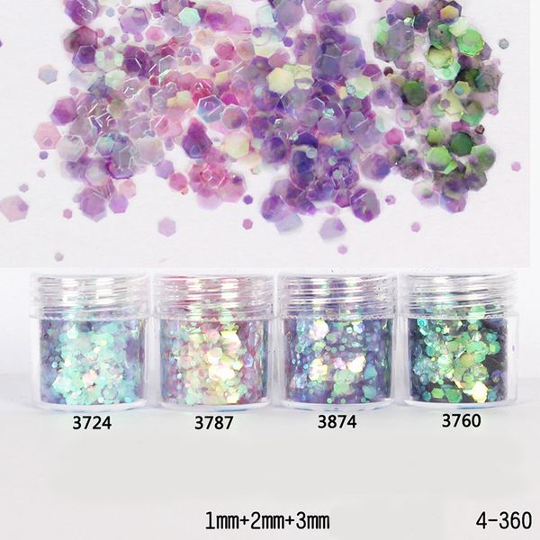 

1box pretty pink purple nail glitters 10ml nail sequins sheets tips 1mm&2mm&3mm colorful glitter powder decoration, Silver;gold
