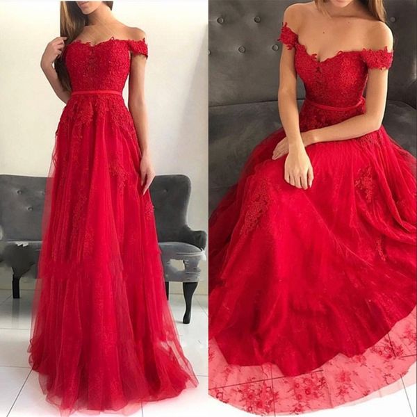 

long mermaid off the shoulder prom dresses red applique floor length formal pageant evening gowns custom made, Black