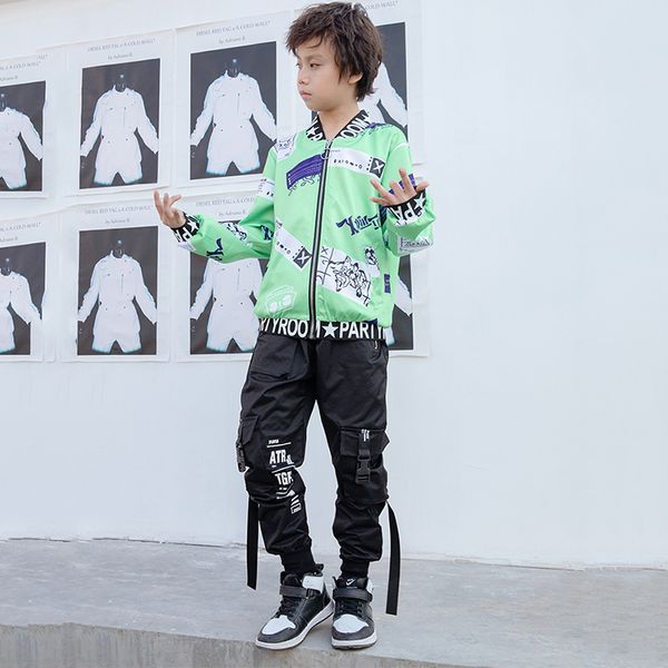 

унисекс джаз хип-хоп танец производительности костюм дети осень street dance одежда топы брюки этап catwalk outfit dwy2778, Black;red