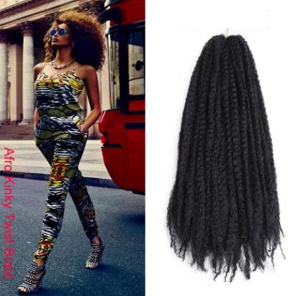 

6pcs/lot selling afro kinky twist hair crochet braids 8 colors marly braid hair 18 inch kinky curly crotchet synthetic braiding hair, Black
