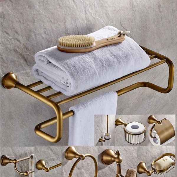 Set di accessori da bagno in ottone Bronzo antico Porta carta Porta asciugamani Porta scopino Porta asciugamani Porta asciugamani da bagno Set341R