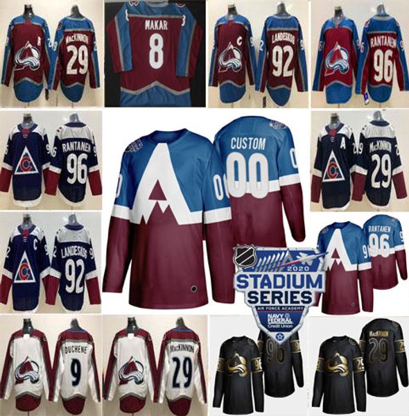 

colorado avalanche mikko rantanen nathan mackinnon gabriel landeskog nazem kadri cale makar grubauer samuel girard burakovsky donskoi jersey, Black;red
