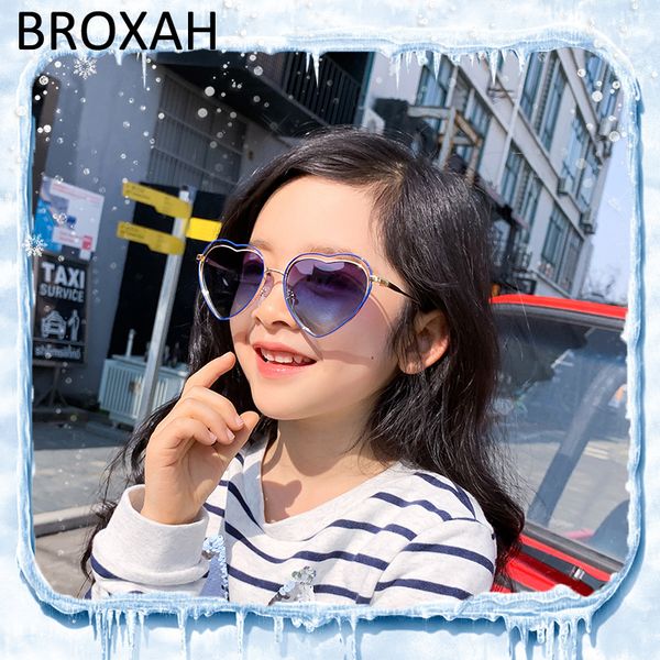 

kids heart sunglasses 2019 fahion ocean children sun glasses girls boys metal eyewear uv400 lunette de soleil enfant, Blue