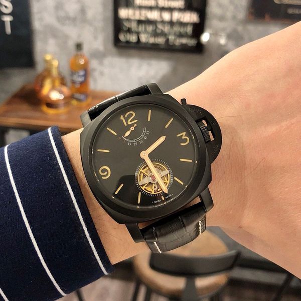 

men watches automatic movement 45mm*13mm leather strap men waterproof wristwatches man casual wristwatches luxury men watches, Slivery;brown