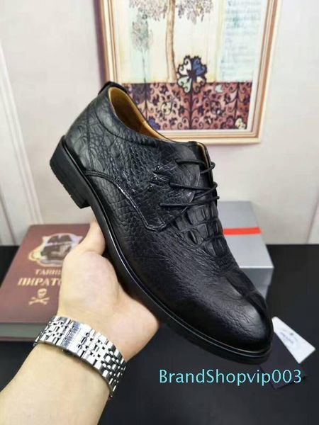 

new pr mens dress casual business cow leather genuine sneakers lace-up office shoes with original box eu38-44, Black