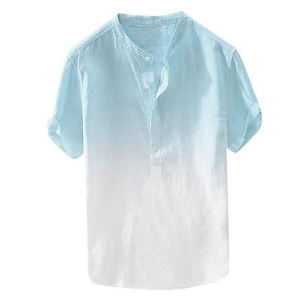 

gradient hawaiian shirt turn down collar short sleeve men linen shirts male casual, White;black