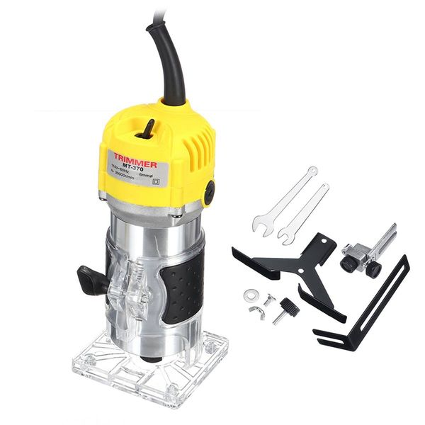 

us plug, 220v 1800w electric trimmer 6.35mm hand wood router trimming cutting carving machine woodworking laminator tool