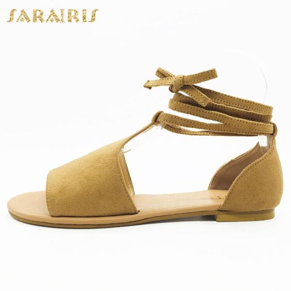 

sarairis 2020 new design peep toe concise sandals woman shoes cover heel lace-up wholesale summer shoes women sandals, Black