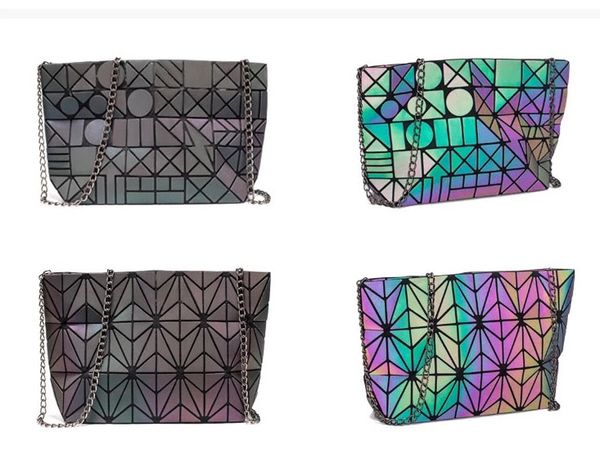 

new women shoulder bag geometry luminous handbags bag plain folding crossbody bags clutch female messenger bags sac main femme