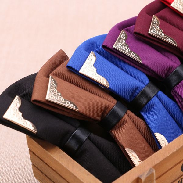 

men cotton bow ties solid color cotton business suit party fashion casual bow ties hot, Black;gray