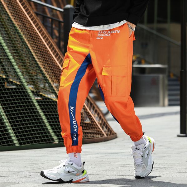 

men's pants hip hopboy harem pant multi-pocket elastic waist design punk casual trousers jogger men streetwear male high quality, Black