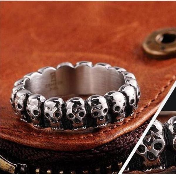 

retro punk skull ring alloy ring titanium steel jewelry manufacturers skulls finger ring christmas halloween gift, Silver