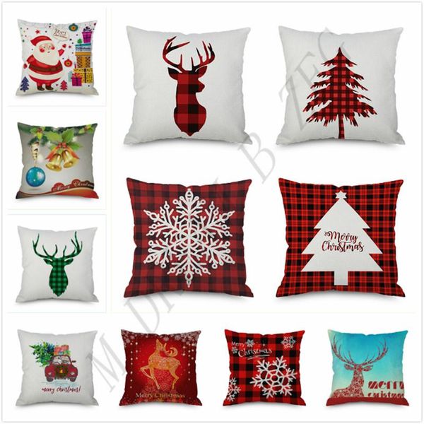 202 Designs Kissenbezug Weihnachtsmann Weihnachtsbaum Schneemann Elch Kissenbezug Bunter Kissenbezug Home Sofa Auto Dekor 45 * 45 cm Kissenbezug