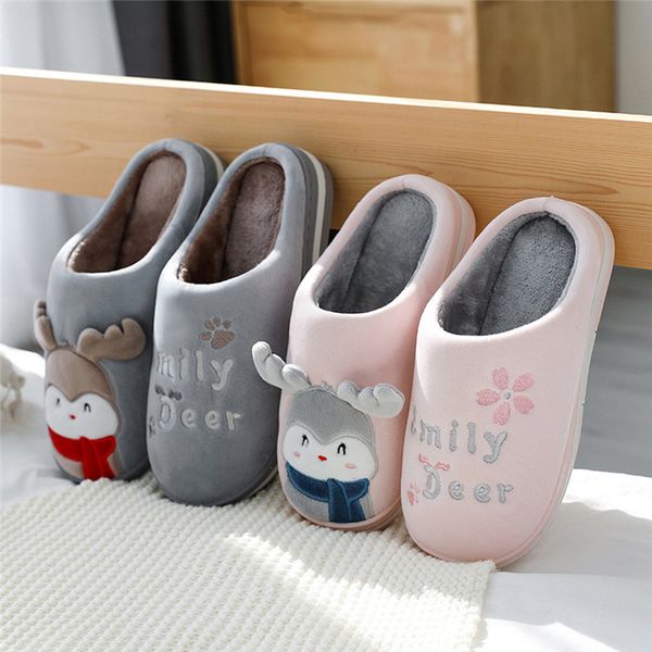 

winter home slippers men shoes indoor slides furry slippers warm plush badslippers fur cute cartoon flip flops v8, Black