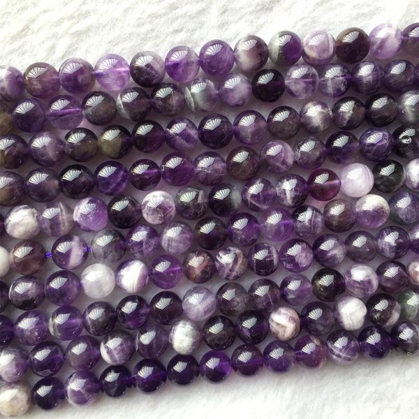 

natural genuine purple white amethyst smooth round loose jewelry necklaces bracelets gemstone beads 6-12mm 15.5" 05984, Black