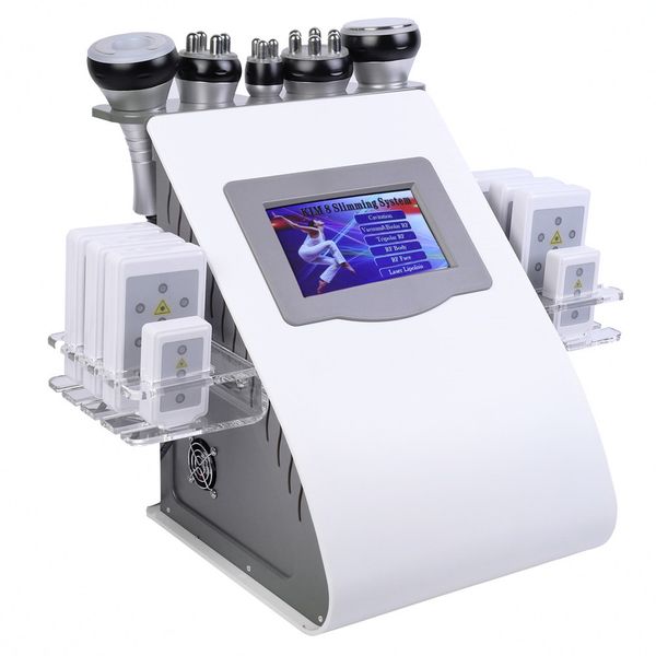 

factory direct selling 6 in 1 40k ultrasonic liposuction cavitation 8 pillow lllt laser liposuction vacuum weight loss machine rf body thera, Black