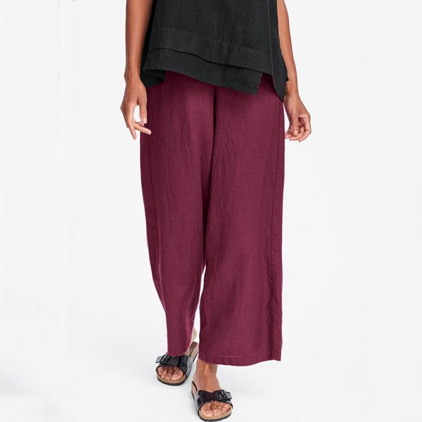 

fashion summer trousers women solid cotton and linen vintage casual trouser ankle-length pants pantalon verano 2019 mujer#by25, Black;white