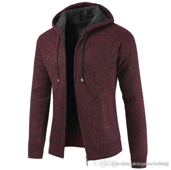 

fashion hooded jacket for men causal thick coats autumn and winter long sleeve cardigan mens zipper fly sweatshirts, Black