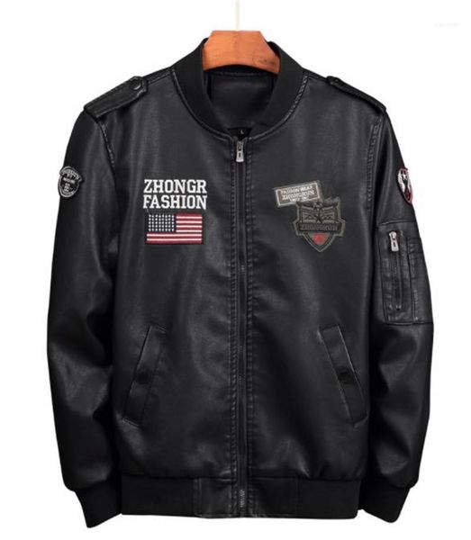 

эполет мужская верхняя одежда с застежкой-молнией зимние мужские кожаные летные куртки дизайнерский воротник-стойка с длинным рукавом толсты, Black;brown