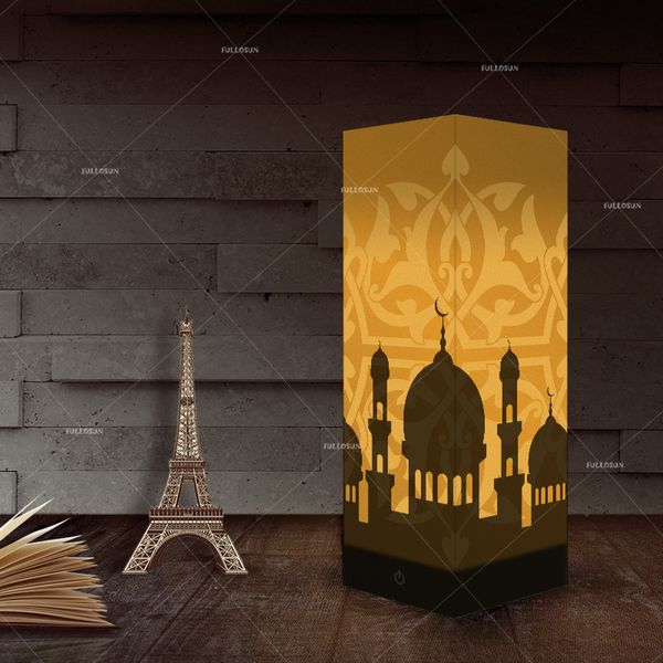 

muslim building decoration bedroom lamp creative novelty usb warm white color lampara shadow projection paper lamps