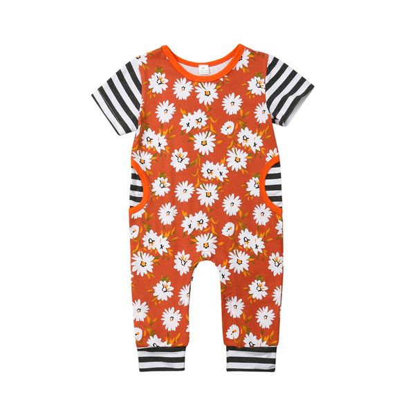 

infant newborn baby boy girl long jumpsuit floral cute romper bodysuit cotton blend clothes baby casual outfit for summer, Blue