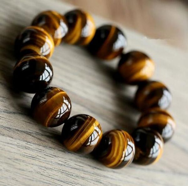 

natural yellow tiger eye stone bracelet 16mm ing, Black