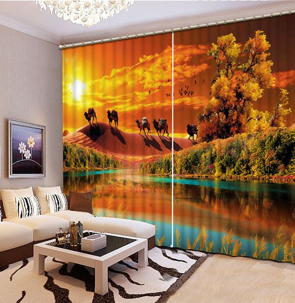 

bedroom luxury blackout 3d window curtain for living room drapes cortinas customized sizesand film camel
