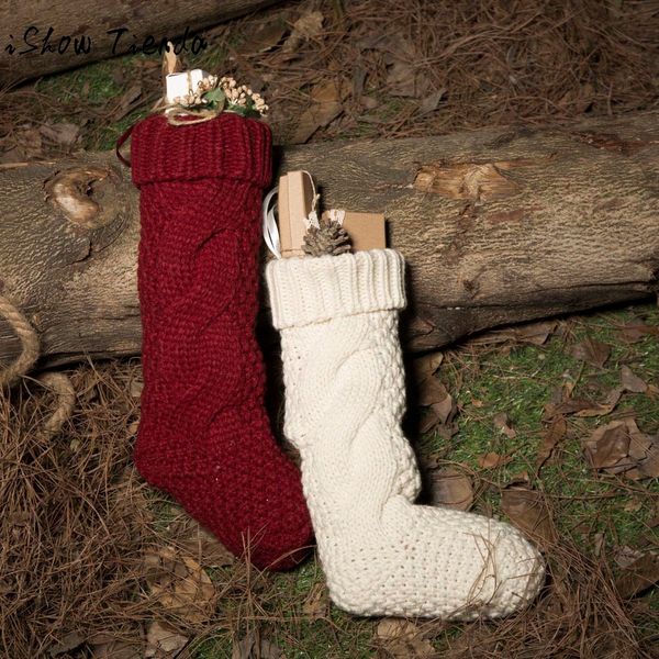 

christmas stockings woolen yarn stockings sack gift filler decoration sock adornos de navidad