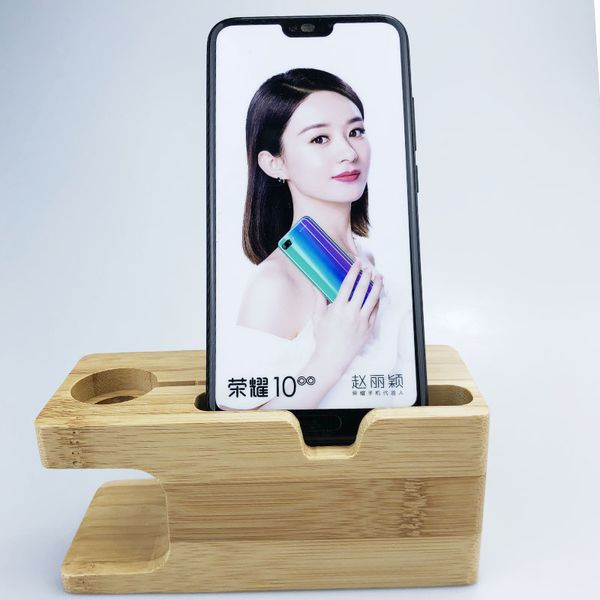 Supporto da tavolo in bambù per Apple Watch Iphone Supporto per telefono cellulare Dock di ricarica