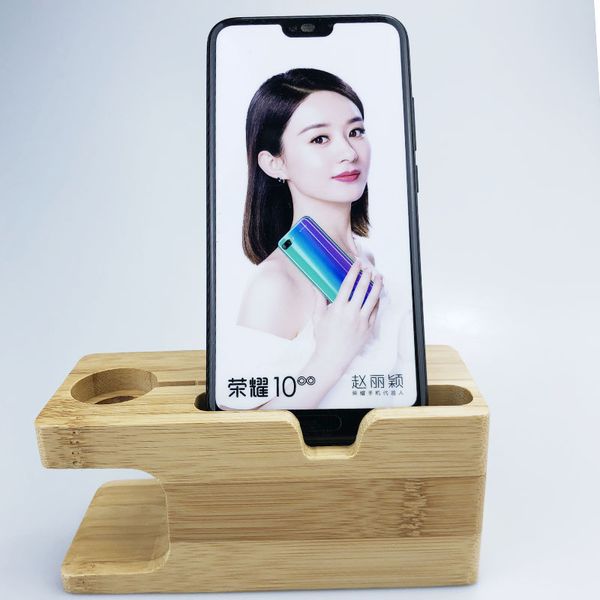 

bamboo deskstand for apple watch iphone mobile phone holder charging dock station