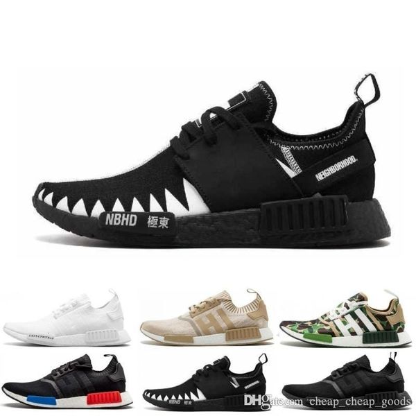 

fashion r1 oreo runner japan nbhd primeknit og triple black white camo running shoes men women nmds runners xr1 sports trainers 36-45