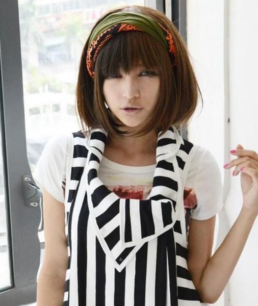 Wig Lolita Bob Wig Short Straight Hair Cosplay Party Mix Full Wigs