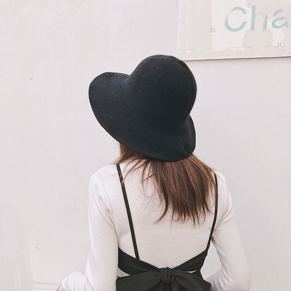 

korea's artistic simplicity basin cap solid color wool knitted fisherman hat children's large foldable warm wool winter hat, Blue;gray