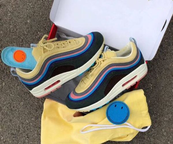 

2019 outdoor shoes Brand New 97 Sean Wotherspoon Men Running Shoes Top 97s Women Vivid Sulfur Multi Yellow Blue Hybrid Sports Sneakers 36-45