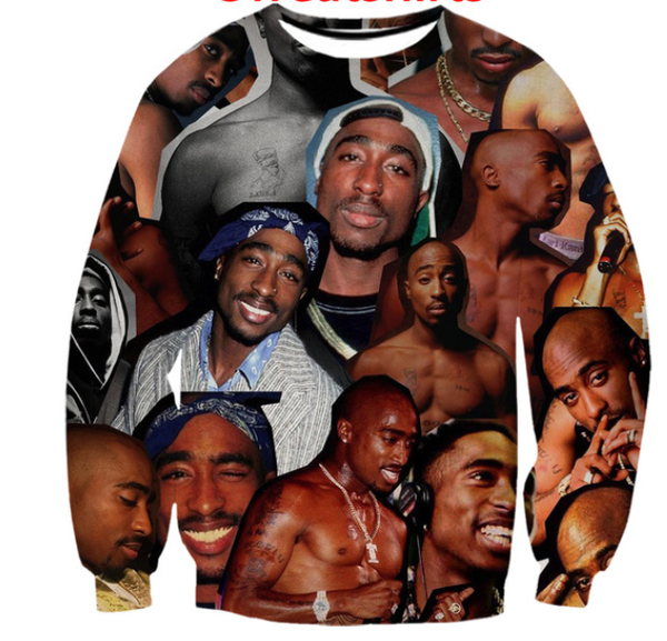 

legendary rapper 2pac fashion hip hop sweatshirt 2pac tupac 3d print mens womens sweatshirts q400, Black
