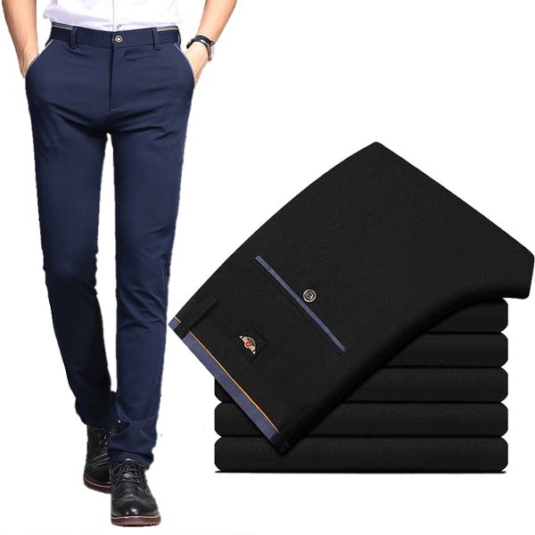 

mens suit pants spring and summer male dress pants business office elastic wrinkle resistant big size classic trousers male t200113, Black