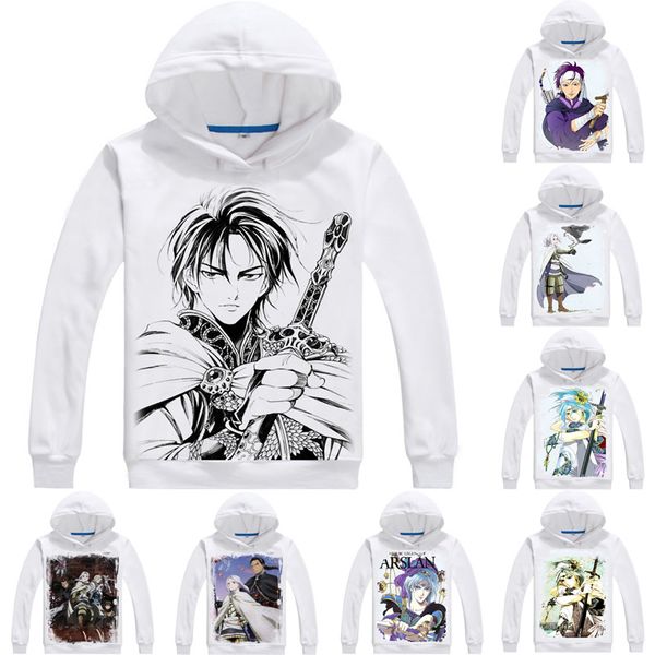 

anime hoodies the heroic legend of arslan 3d hoodies multi-style long sleeve hooded arslan senki daryun narcasse cosplay sweatshirts, Black
