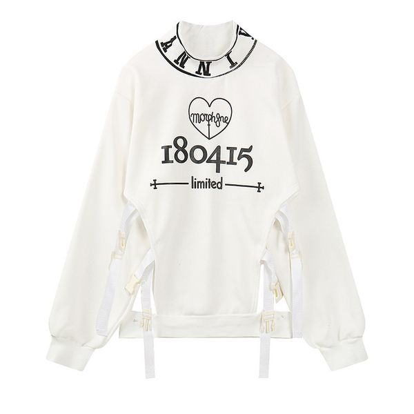 

autumn and winter new style harajuku wind lettered cotton fleece hoodie loose-fit long-sleeved pullover women's wy0834, Black